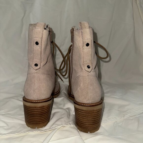 Taupe Lace-Up Combat Boots- Seychellas | Chunky Sole | Fall/Winter Essential - Picture 3 of 7